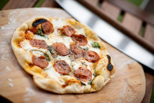 pepperoni pizza with crispy edges